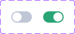 Figma contact sheet: all 2 variants of the Toggle component set, laid out in the design library's own grid.